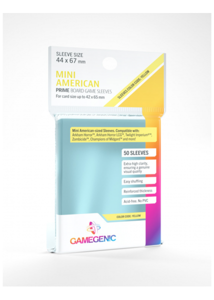 Gamegenic Board Game Sleeves: 44x67mm Prime Mini American - Color Code: Yellow